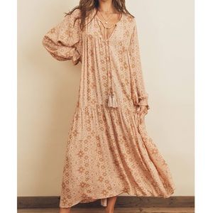 🔥HOST PICK🔥 Mauve Ethnic Print Boho Flowy Maxi Dress